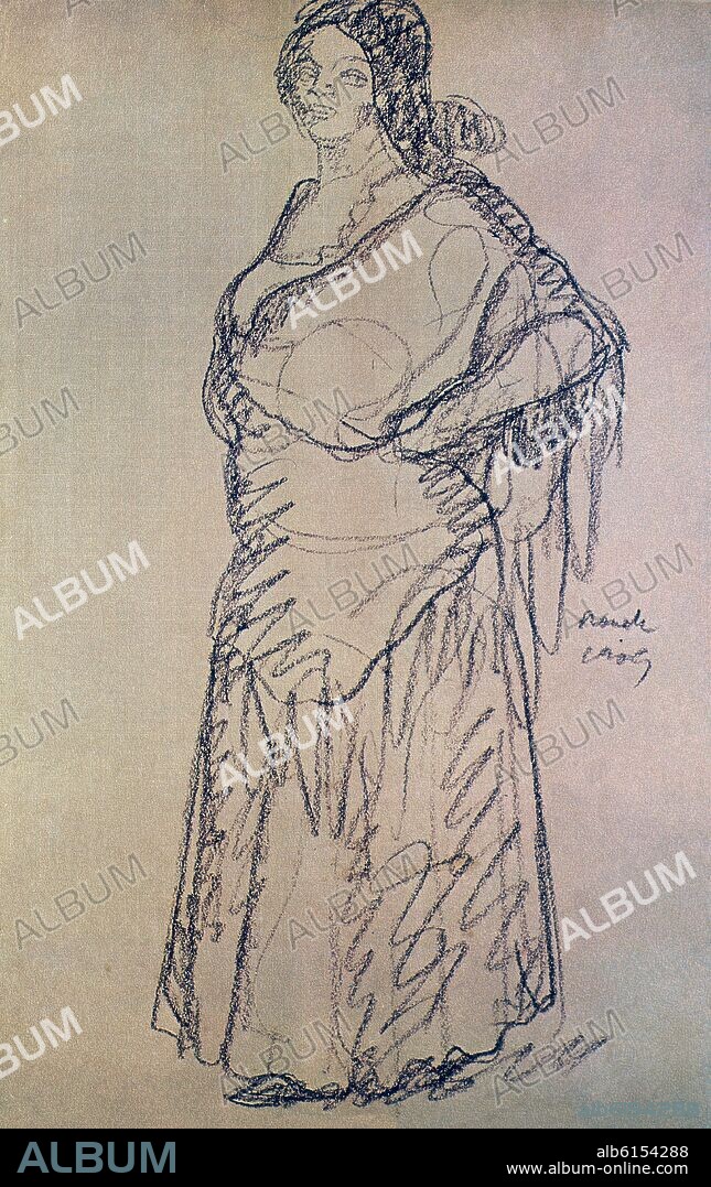 ISIDRO NONELL. DIBUJO - MUJER GITANA.
