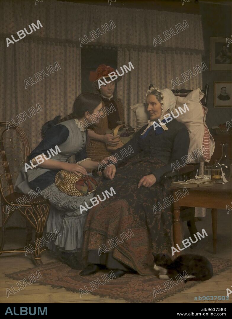 FREDERIK VERMEHREN. Visit to a sick old woman, 1884.