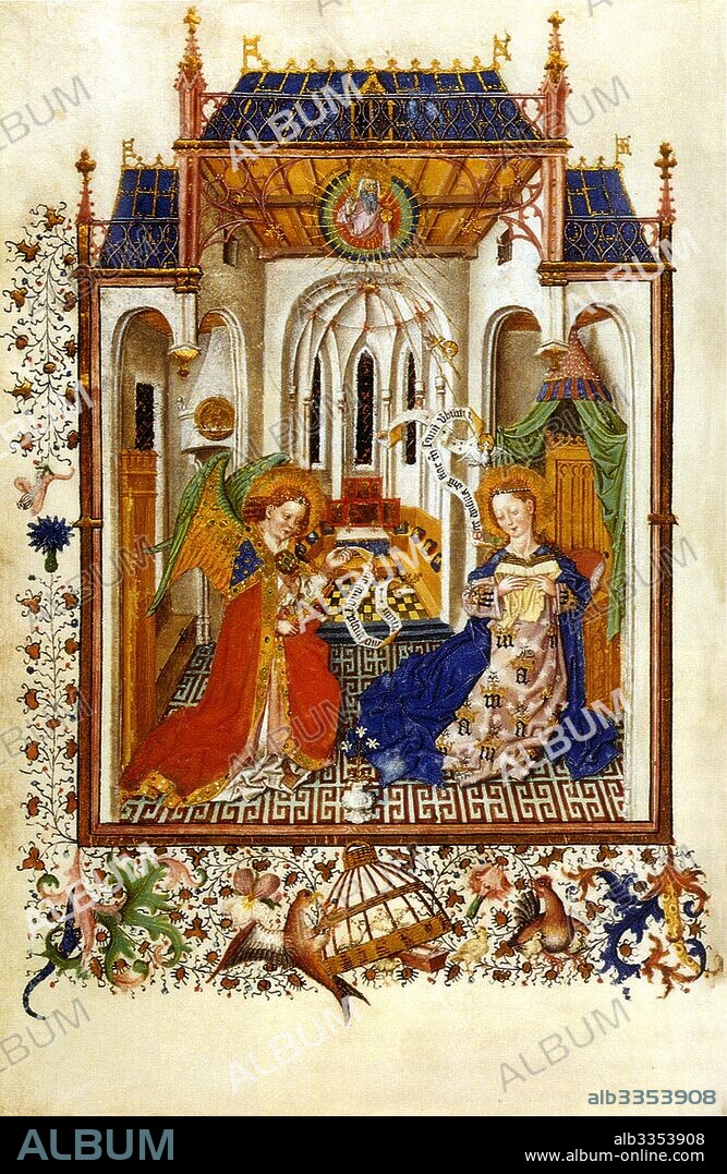 MASTER OF CATHERINE OF CLEVES. The Annunciation (From the Hours of Catherine of Cleves.