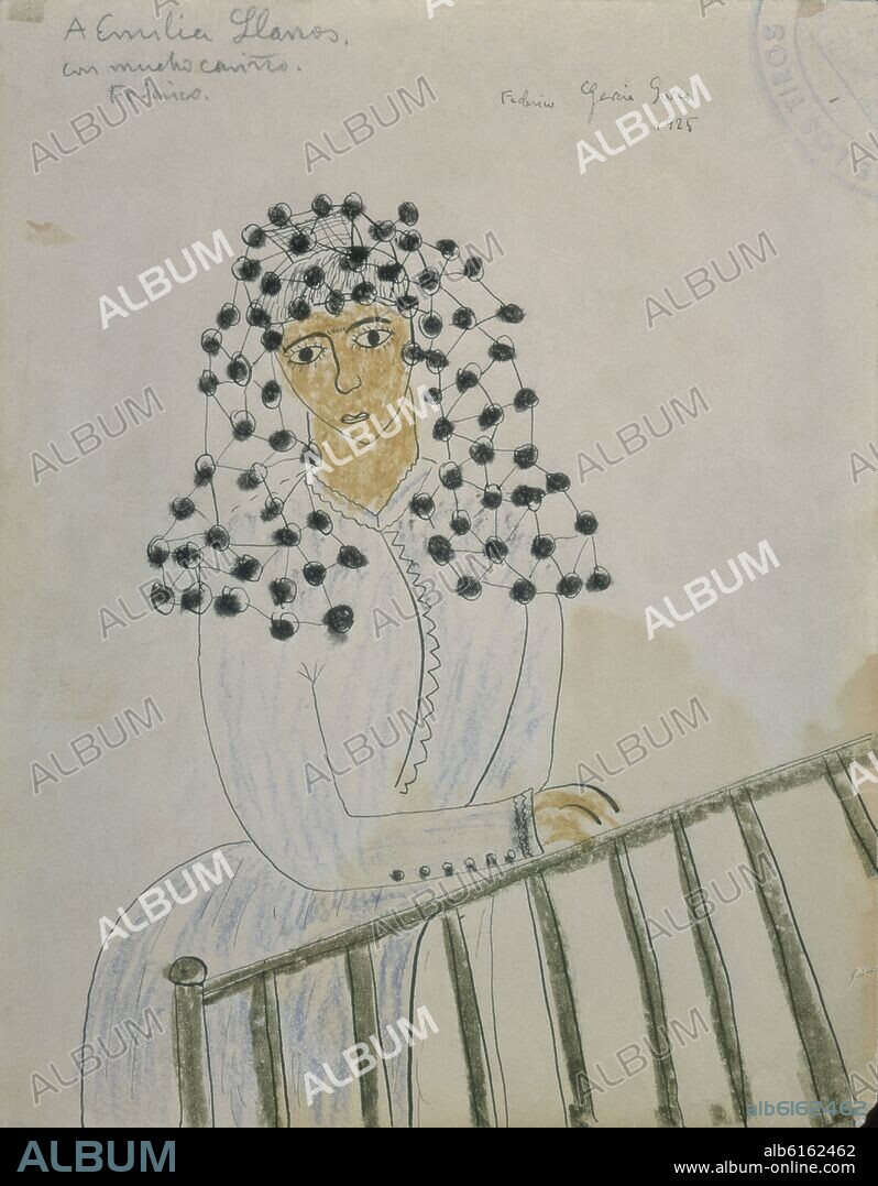 FEDERICO GARCÍA LORCA. DIBUJO DEDICADO A EMILIA LLANOS-1925.