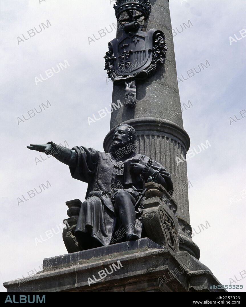 LANUZA , JUAN DE. JUSTICIA MAYOR DE ARAGON. 1564 - 1591. MONUMENTO EN ZARAGOZA AL JUSTICIAZGO. ESCULTURA DE FRANCISCO VIDAL.