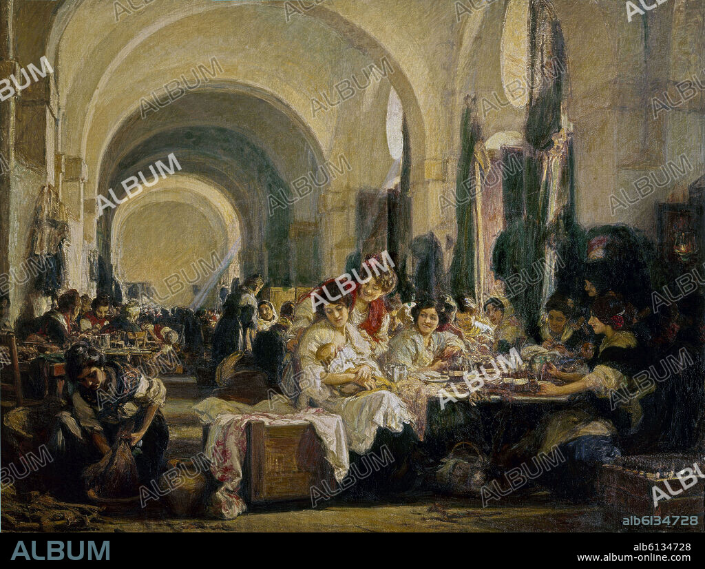 GONZALO BILBAO (1860-1938). 'Las Cigarreras', 1915, Óleo sobre lienzo, 305 x 402 cm.