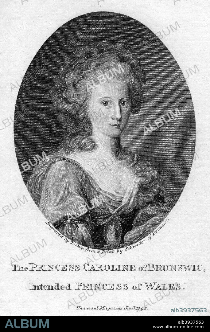 Caroline of Brunswick, Queen Consort of King George IV, 1795.