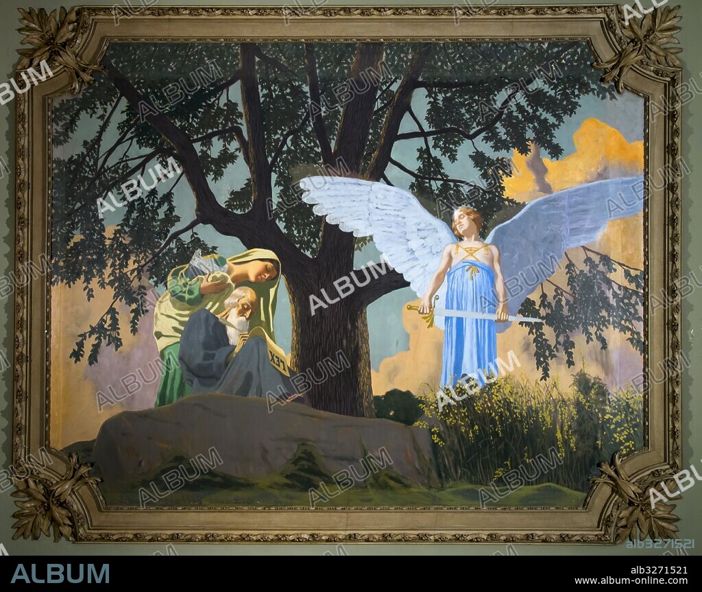 JOAN LLIMONA I BRUGUERA. La Justicia y la Ley. La Justicia. Tríptico de decorativo del Palau de la Justícia de Barcelona, 1908. Óleo sobre lienzo. Palau de la Justícia de Barcelona.