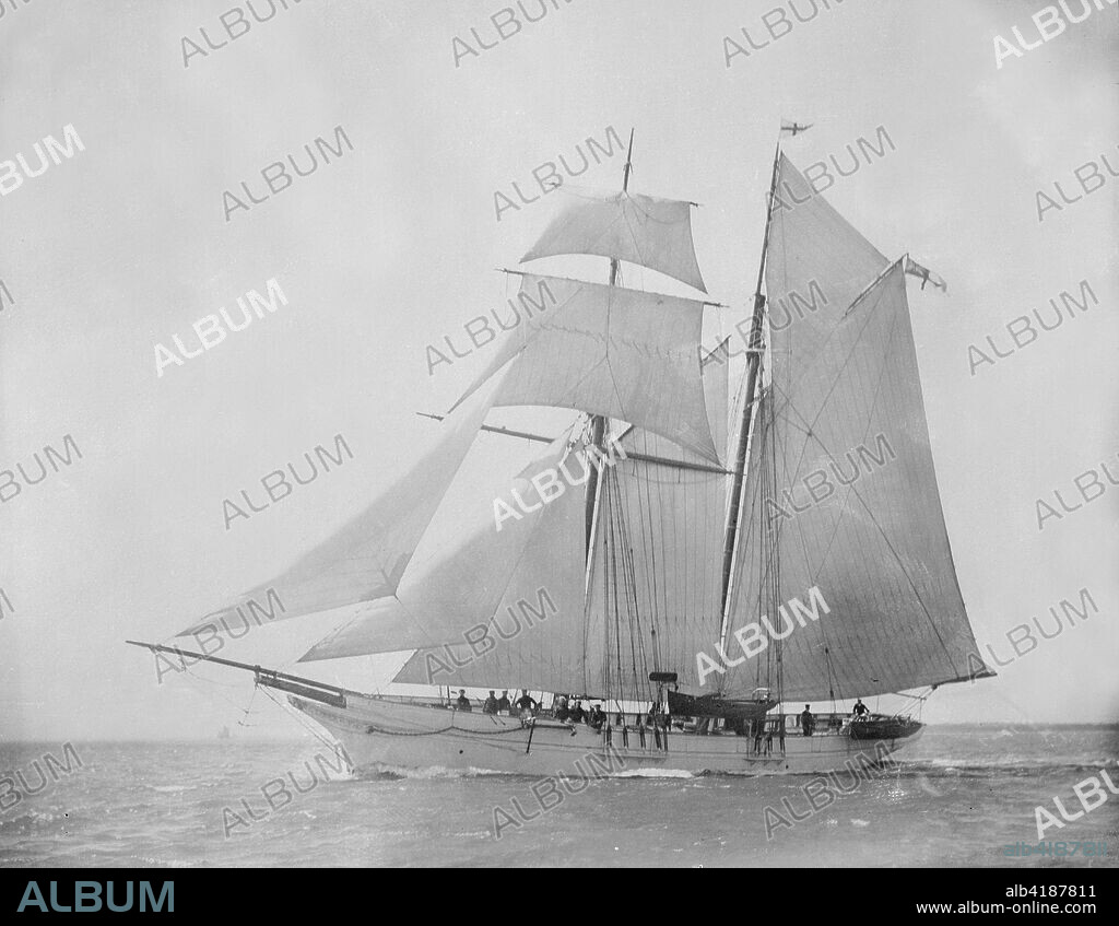 The 76 ton schooner 'Lisette' under sail. 'Lisette' was built at Cowes in 1873.
