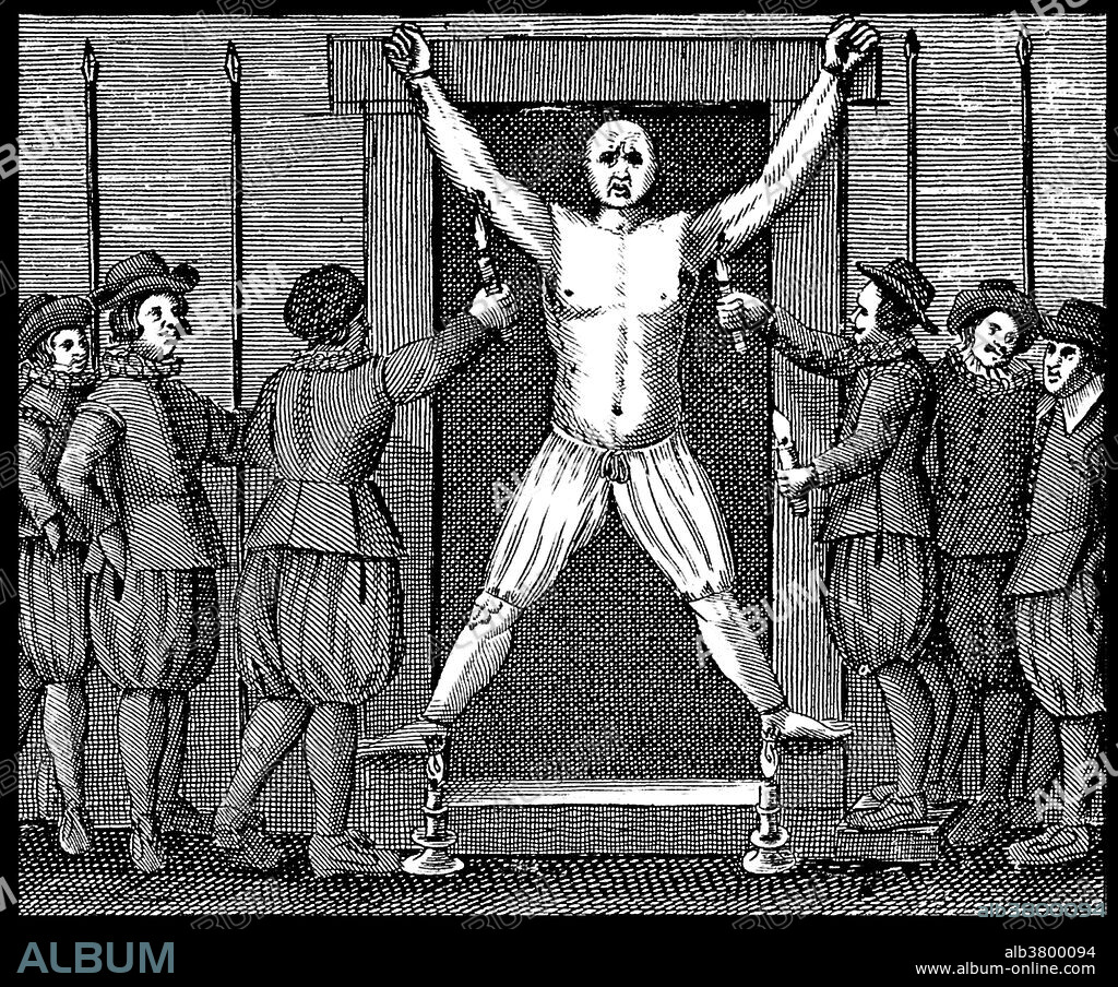 A man tied to a rack has his armpits and the soles of his feet scorched by candles. Medieval and early modern European courts used torture, depending on the crime of the accused and his or her social status. Torture was deemed a legitimate means to extract confessions or other information about a crime, although many confessions were greatly invalid due to the victim being forced to confess under great agony and pressure. It was permitted by law only if there was already half-proof against the accused. Torture was used in continental Europe to obtain corroborating evidence in the form of a confession when other evidence already existed. Often, defendants already sentenced to death would be tortured to force them to disclose the names of accomplices. Torture in the Medieval Inquisition began in 1252 with a papal bull Ad Extirpanda and ended in 1816 when another papal bull forbade its use. Torture was usually conducted in secret, in underground dungeons. By contrast, torturous executions were typically public. Tortures later in the Middle Ages consisted of whipping; the crushing of thumbs, feet, legs, and heads in iron presses; burning the flesh; and tearing out teeth, fingernails, and toenails with red-hot iron forceps. Limb-smashing and drowning were also popular.