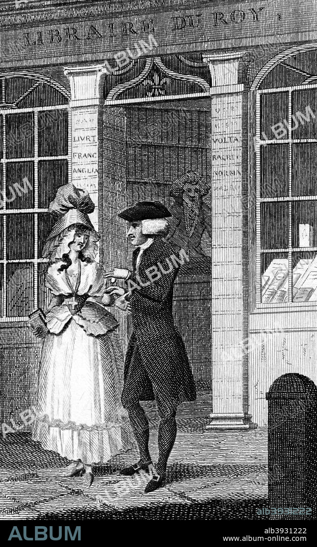'The Girl of the Room', (Fille De Chambre, Paris), 1793. She let go the purse, I put a single crown into it and tying up the ribband in a bow knot, returned it to her. Scene from A Sentimental Journey through France and Italy by Laurence Sterne, (1768).