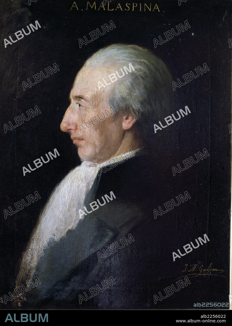 JOSÉ MARÍA GALVÁN Y CANDELA. MALASPINA, ALEJANDRO. NAVEGANTE Y EXPLORADOR ITALIANO. 1754-1810. OLEO DE JOSE MARIA GALVAN. MUSEO NAVAL. MADRID.