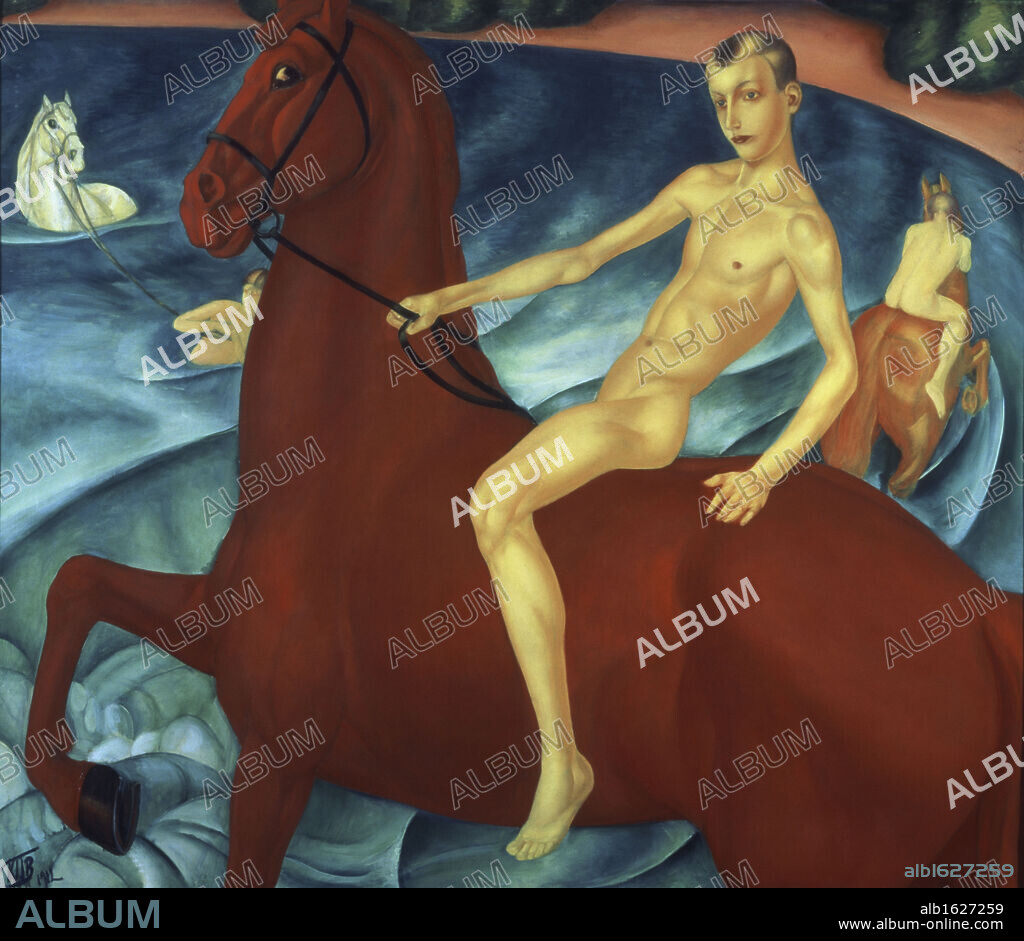 The Bathing Of The Red Horse S.d. 1912 Kuz'ma Petrov-Vodkin (1878-1939 Russian) Oil On Canvas Tretyakov Gallery, Moscow, Russia.