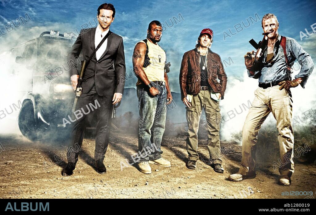 BRADLEY COOPER, LIAM NEESON, QUINTON 'RAMPAGE' JACKSON and SHARLTO COPLEY in THE A-TEAM, 2010, directed by JOE CARNAHAN. Copyright DUNE ENTERTAINMENT.