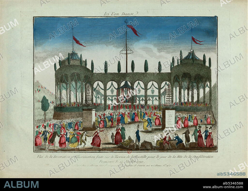 ANONYMOUS. Decoration and Illumination of the Bastille for the Festival of the Federation on 14 July 1790.