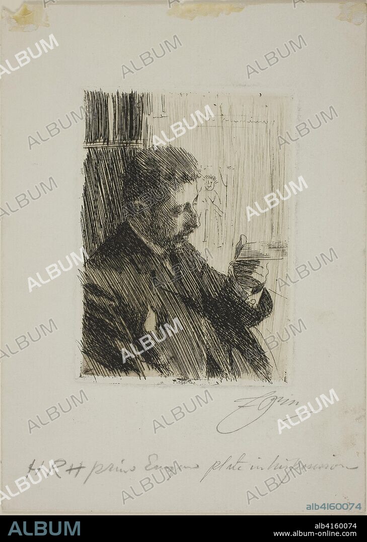 H. R. H. Prince Eugen of Sweden. Anders Zorn; Swedish, 1860-1920. Date: 1891. Dimensions: 134 x 96 mm (image); 140 x 102 mm (plate); 239 x 171 mm (sheet). Etching on white wove paper. Origin: Sweden.