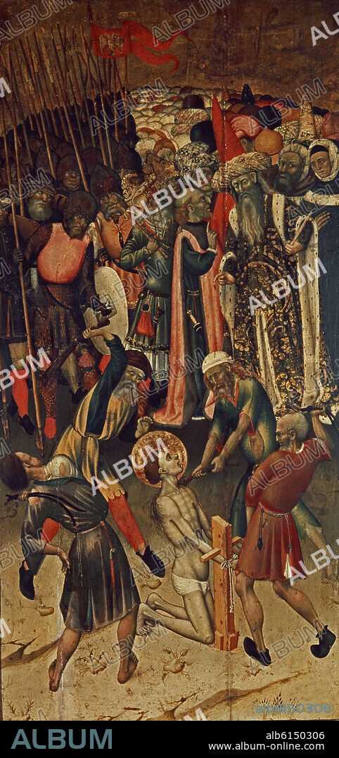 BERNAT MARTORELL (1390-1452). FLAGELACION DE SAN JORGE- SIGLO XV-PINTURA CATALANA.