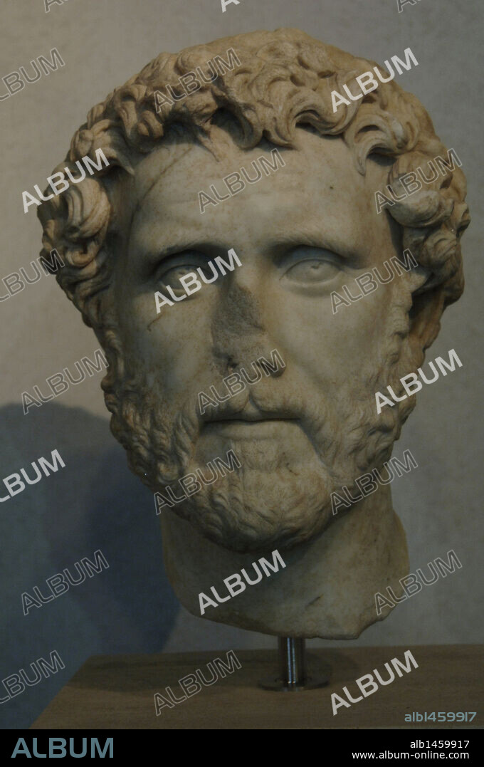 ANTONIO PIO (Lanuvium,86-Lanuvium,161). Emperador romano (138-161) de la dinastía Antonina. Busto de mármol fechada entre los años 138-161 d. C. Procedencia desconocida. Palazzo Massimo, Museo Nacional Romano.