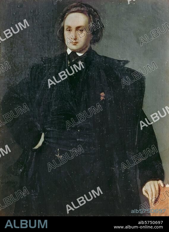 Hugo, Victor; écrivain français. Besançon 26.2.1802 - Paris 22.5.1885. Portrait. Tableau, vers 1833, de Louis Boulanger. (1806-1867). Huile sur toile, H. 0,26; L. 0,21. INV. MVHP 0251, Paris, Musée Victor Hugo.