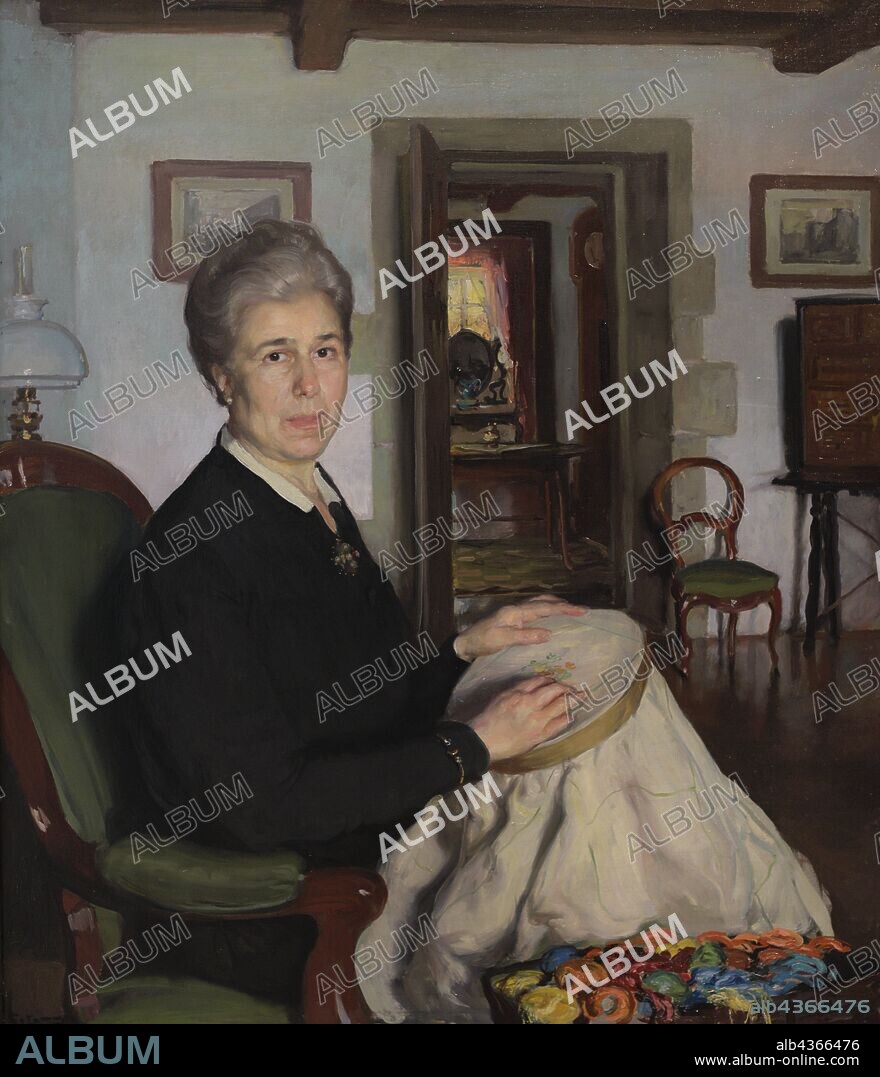 Fernando Álvarez de Sotomayor (1875-1960). Pintor español. Pilar de Castro Gómez, esposa del pintor, en su casa de Sergude, 1945. Museo de Bellas Artes. La Coruña. Galicia. España. (En depósito, Museo Nacional del Prado, Madrid) .