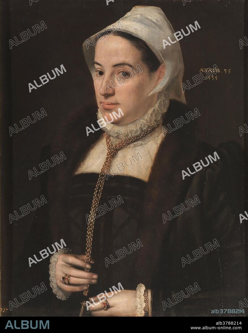 Frans Floris / 'Portrait of a Woman aged 35'. 1555. Oil on panel.