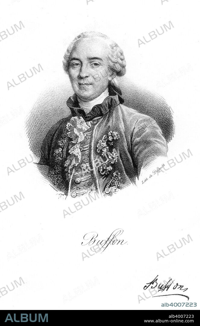 Georges-Louis Leclerc, Comte du Buffon, 18th century French naturalist, c1830. Author of the encyclopedic 44-volume Histoire Naturelle, Buffon (1707-1778) proposed that the Earth existed before 4004 BC, the then generally accepted date of its creation. His work was a precursor of the theory of evolution.