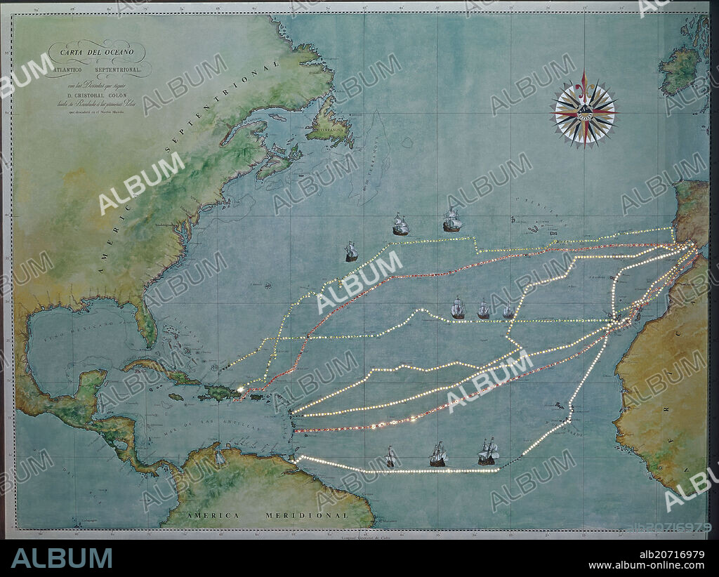 Map of Columbus' voyages. Madrid, Museum of America.