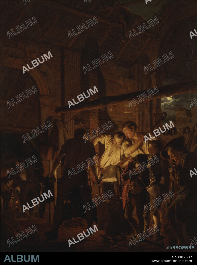 JOSEPH WRIGHT OF DERBY. The Blacksmith's Shop. Date/Period: 1771. Painting. Oil on canvas. Height: 1,283 mm (50.51 in); Width: 1,041 mm (40.98 in).