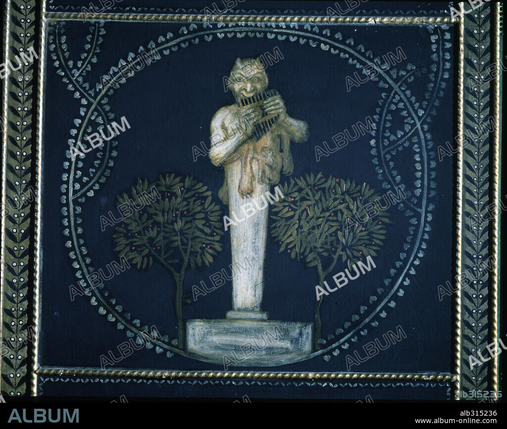 FRANZ VON STUCK. Detail of wall with Orpheus playing lyre in music room.