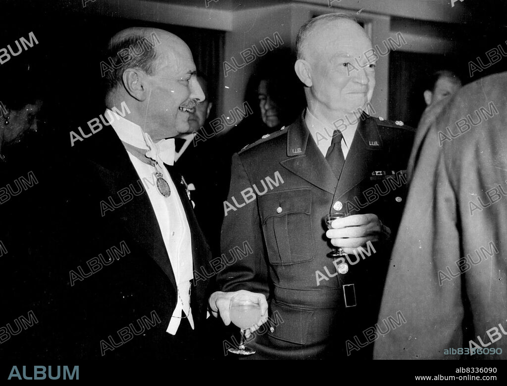 English Speaking Union Dinner At The Grosvenor Hotel. Mr. Attlee and General Eisenhower. July 3, 1951.