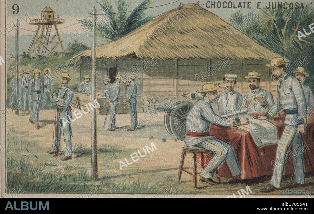 Guerra de Cuba (1896-1898). Puesto del estado mayor en La Trocha de Mariel.