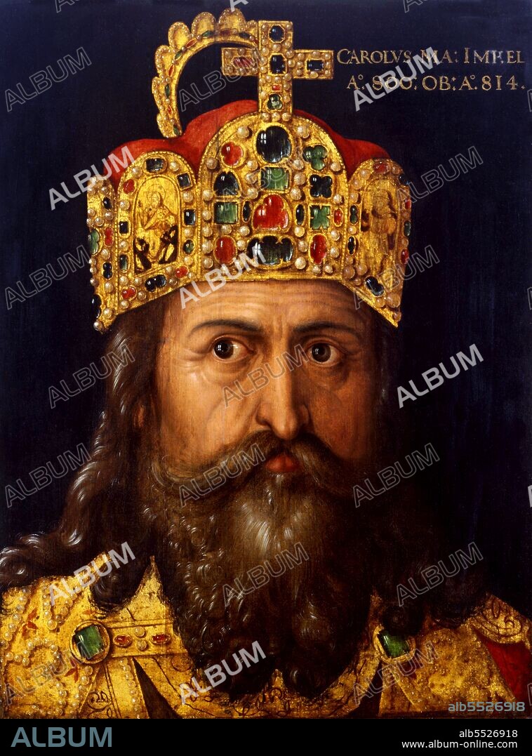 Charlemagne (2 April 742 – 28 January 814 CE), also known as Charles the Great (Latin: Carolus or Karolus Magnus, French: Charles Le Grand or Charlemagne, German: Karl der Grosse, Italian: Carlo Magno or Carlomagno) or Charles I, was King of the Franks who united most of Western Europe during the Middle Ages and laid the foundations for modern France and Germany. He took the Frankish throne from 768 and became King of Italy from 774. From 800 he became the first Holy Roman Emperor - the first recognized Roman emperor in Western Europe since the collapse of the Western Roman Empire three centuries earlier. The expanded Frankish state he founded is called the Carolingian Empire. The oldest son of Pepin the Short and Bertrada of Laon, Charlemagne became king in 768 following the death of his father. He was initially co-ruler with his brother Carloman I. Carloman's sudden death in 771 under unexplained circumstances left Charlemagne as the undisputed ruler of the Frankish Kingdom. Charlemagne continued his father's policy towards the papacy and became its protector, removing the Lombards from power in northern Italy, and leading an incursion into Muslim Spain. He also campaigned against the Saxons to his east, Christianizing them upon penalty of death, at times leading to events such as the Massacre of Verden. Charlemagne reached the height of his power in 800 when he was crowned Emperor of the Romans by Pope Leo III on Christmas Day at Old St. Peter's Basilica. Called the 'Father of Europe' (pater Europae), Charlemagne united most of Western Europe for the first time since the Roman Empire. His rule spurred the Carolingian Renaissance, a period of cultural and intellectual activity within the Catholic Church. Both the French and German monarchies considered their kingdoms to be descendants of Charlemagne's empire. Charlemagne died in 814, having ruled as emperor for just over thirteen years. He was laid to rest in his imperial capital of Aachen in what is today Germany. His son Louis the Pious succeeded him.