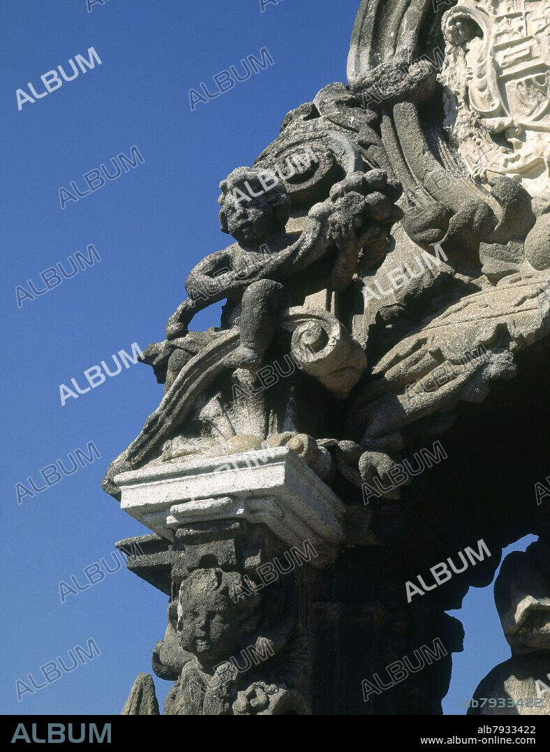 JUAN ALONSO VILLABRILLE Y RON (1663-1732) JUAN RON. PUENTE DE TOLEDO - HORNACINA DE SAN ISIDRO - DETALLE ANGELOTE - FOTO AÑOS 90.