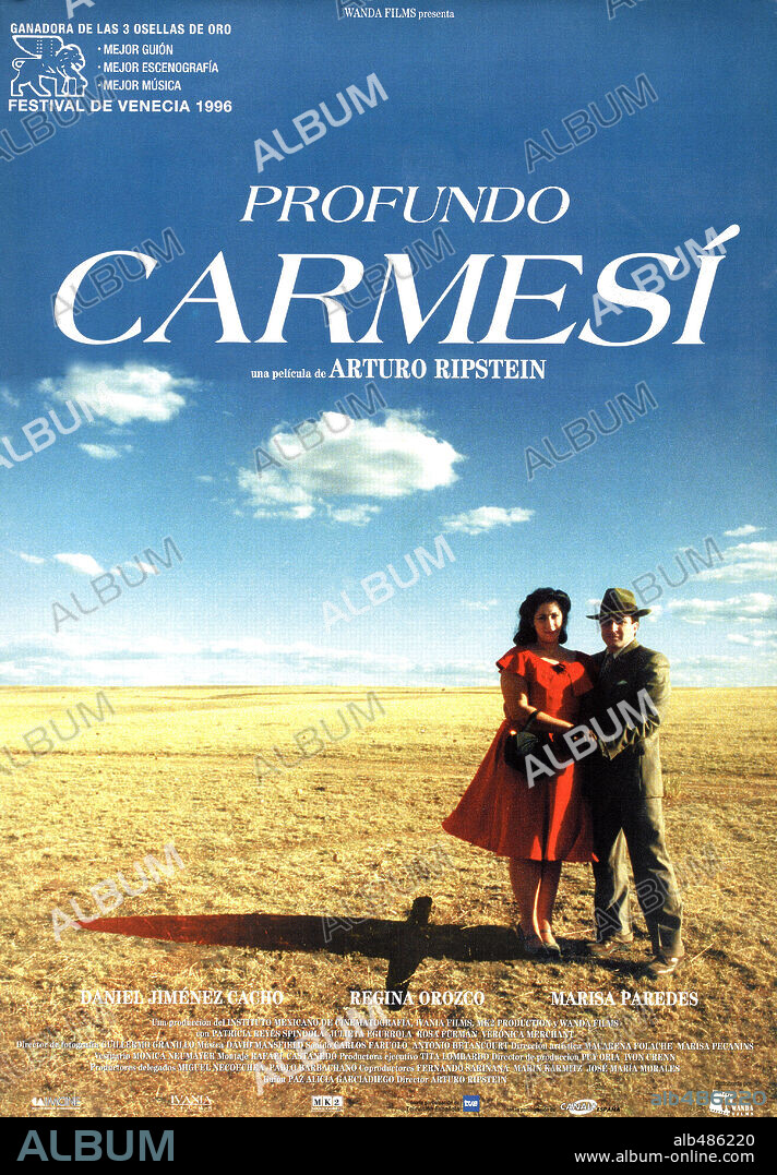 Poster de PROFUNDO CARMESI, 1996, dirigida por ARTURO RIPSTEIN. Copyright IVANIA FILMS, MK 2 PRODUCTIONS, WANDA FI.