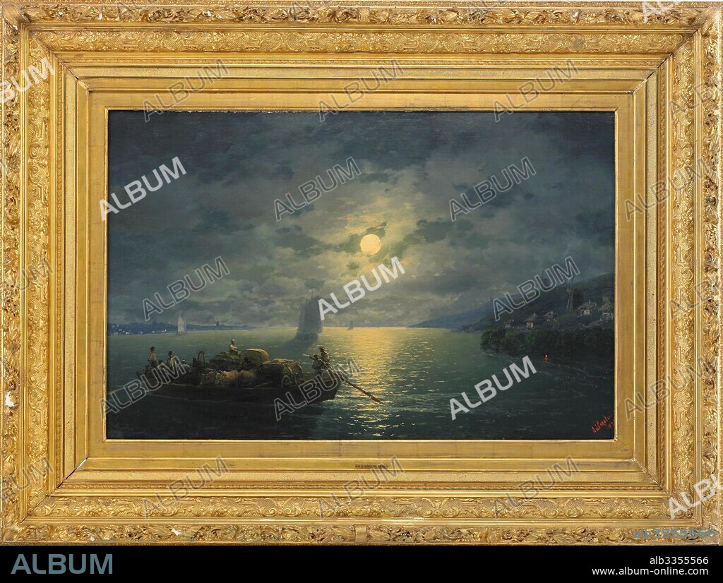 IVAN KONSTANTINOVICH AIVAZOVSKY. Crossing the Dnepr River at Moonlit Night.