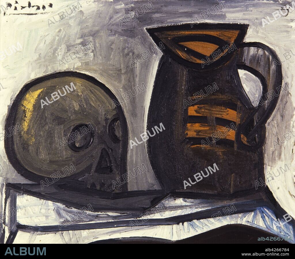 Pablo Picasso / 'Naturaleza muerta con calavera y jarra', 1946, Óleo sobre lienzo.