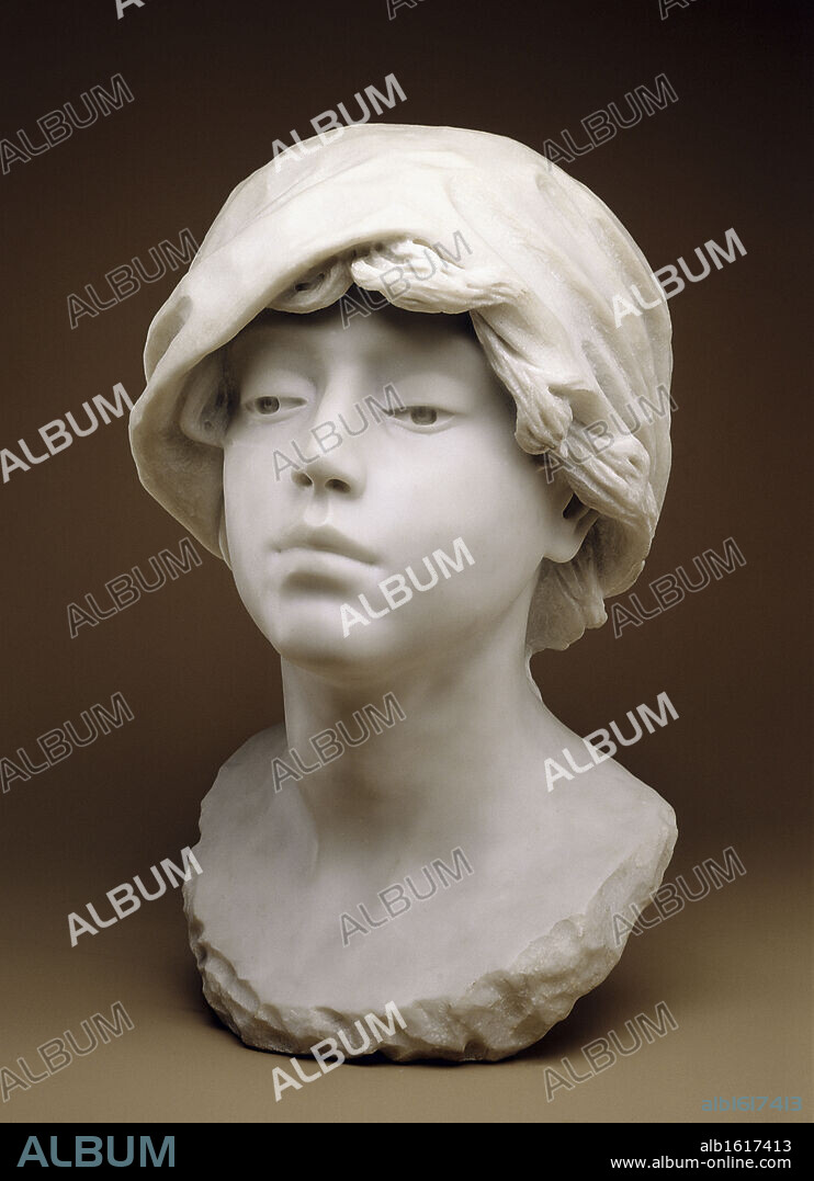 Young Woman Wearing a Headscarf  early 1890's  Jules Dalou (1838-1902 French)  Marble  Hermitage Museum, St. Petersburg, Russia.