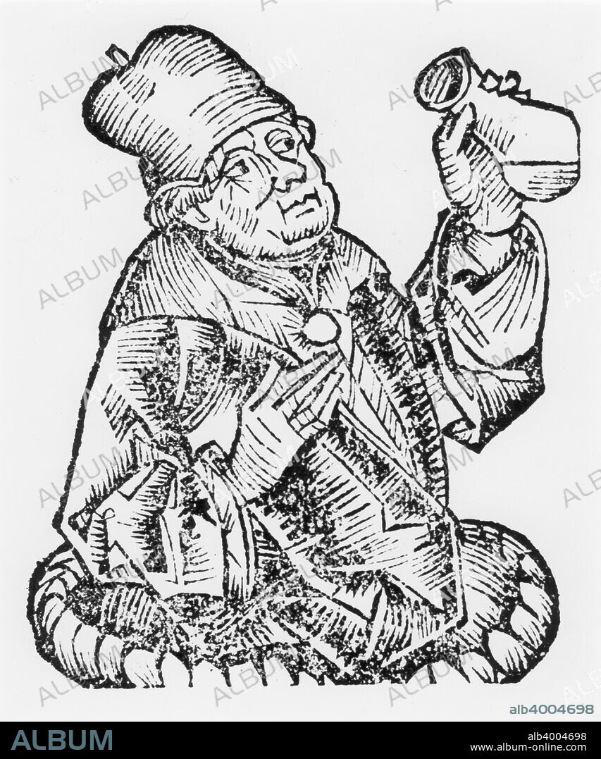 Isaac Judaeus, physician to the rulers of Tunisia, 9th-10th century (1493). Isaac Judaeus (c855-c955) was one of the first whose works were translated from Arabic to Latin. From Liber chronicarum mundi (Nuremberg Chronicle) by Hartmann Schedel. (Nuremberg, 1493).