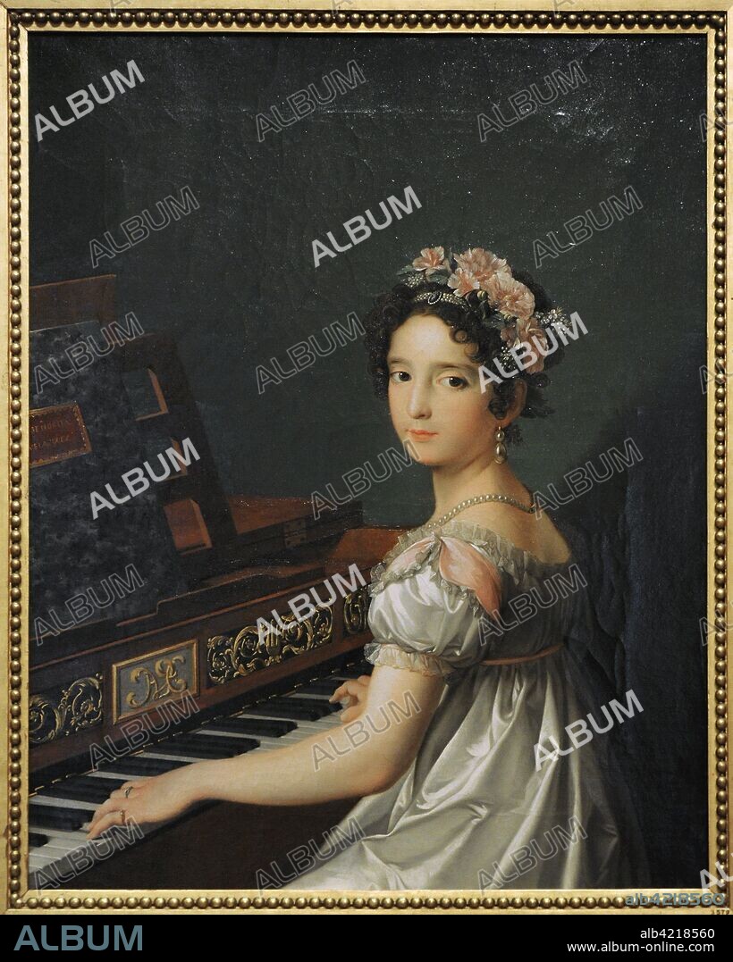 Zacarías González Velázquez (1763-1834). Pintor español. Manuela González Velázquez tocando el piano, 1820-1821. Museo Lázaro Galdiano. Madrid. España.