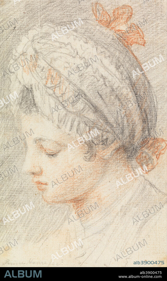 PRINCE HOARE. Head of a Young Girl. Date/Period: 1780. Drawing. Graphite, red chalk and black chalk on medium, slightly textured, cream laid paper. Height: 175 mm (6.88 in); Width: 108 mm (4.25 in).
