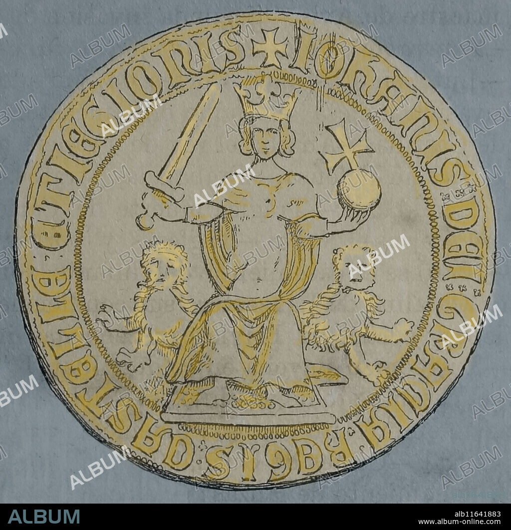 John I of Castile (1358-1390). King of the Crown of Castile Stamp. Engraving. 1883.