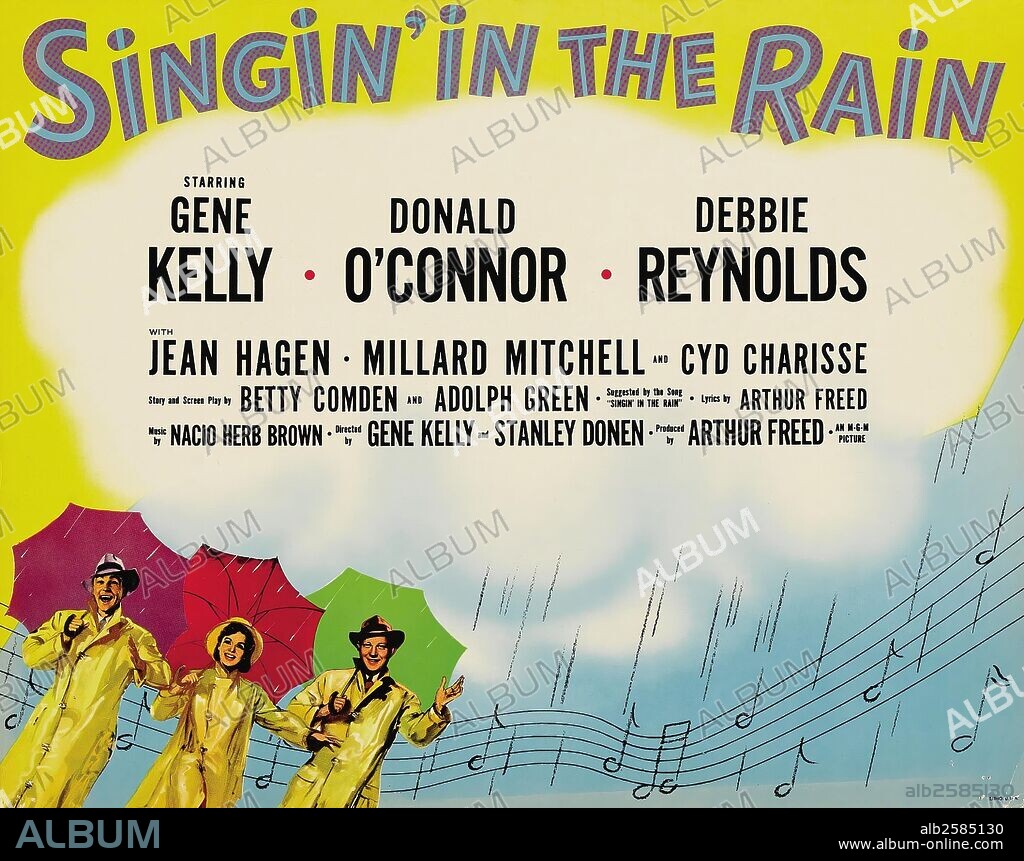 Poster de CANTANDO BAJO LA LLUVIA, 1952 (SINGIN' IN THE RAIN), dirigida por GENE KELLY y STANLEY DONEN. Copyright M.G.M.