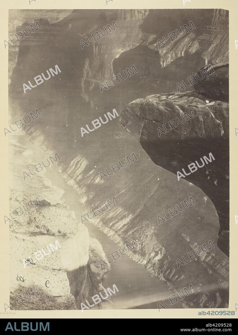 Looking South into the Grand Cañon, Colorado River, Sheavwitz Crossing. William H. Bell; American, 1830-1910. Date: 1872. Dimensions: 27.4 x 20.2 cm (image/paper); 49.8 x 38.2 cm (album page). Albumen print. Origin: United States.
