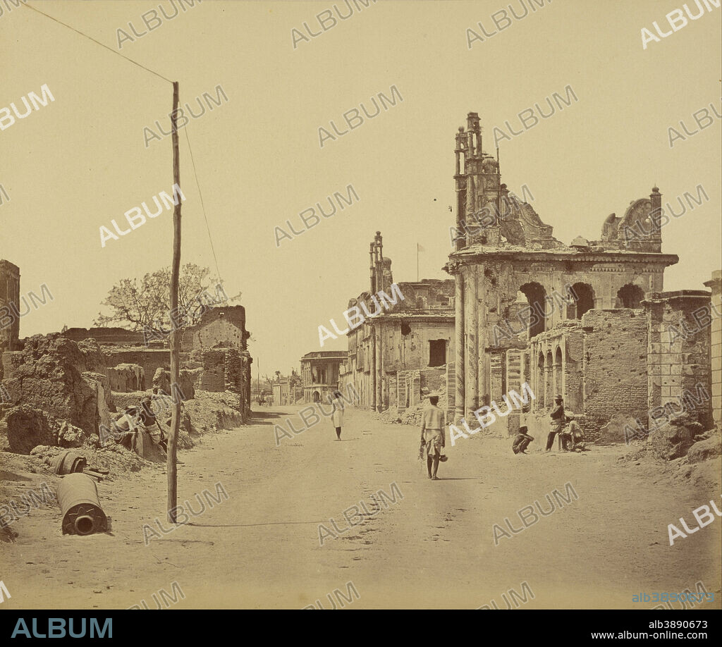 FELICE BEATO. [The Cawnpore Road, Lucknow]. Date/Period: 1858. Print. Albumen silver. Height: 246 mm (9.68 in); Width: 295 mm (11.61 in).