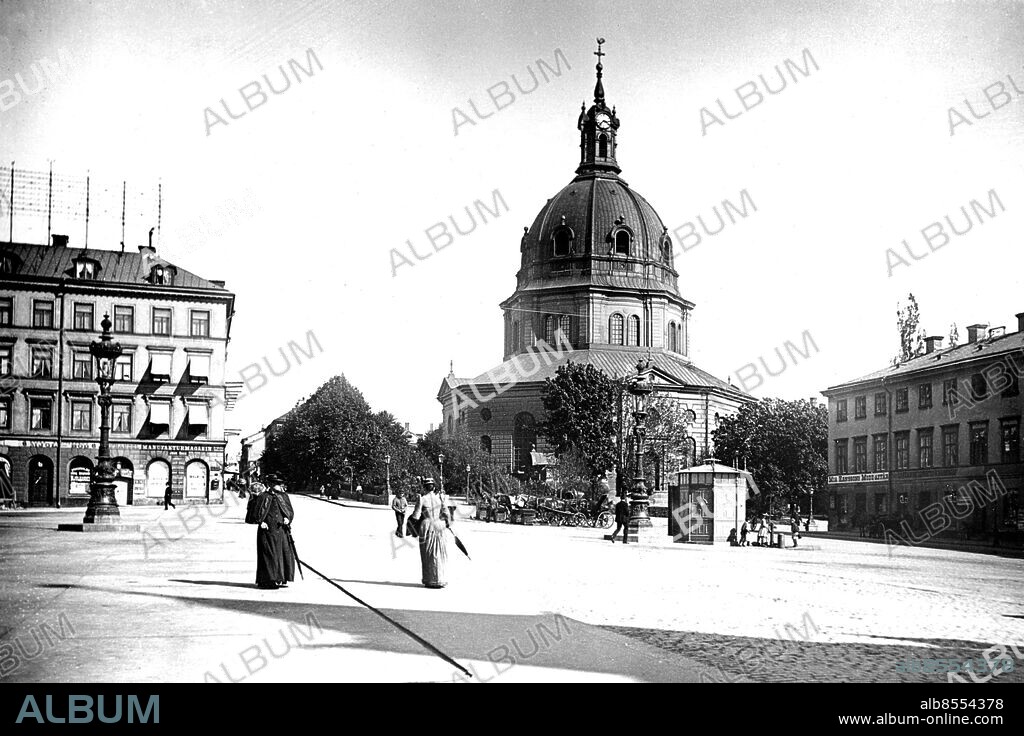 Utan bildtext. Not. Östermalmstorg o Hedvig Eleonora kyrka Stockholm sekelskiftet sites: SVERIGE;STOCKHOLM.