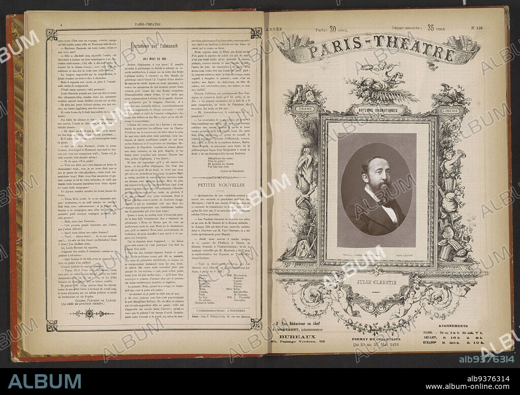 Portrait of Jules Claretie, Jules Claretie (title on object), Alphonse-Justin Liébert (mentioned on object), Lemercier & Cie. (possibly), France, Parisprint maker: France, intermediary draughtsman: France, printer: Paris, c. 1871 - before 25-May-1876, paper, height 125 mm × width 86 mm.