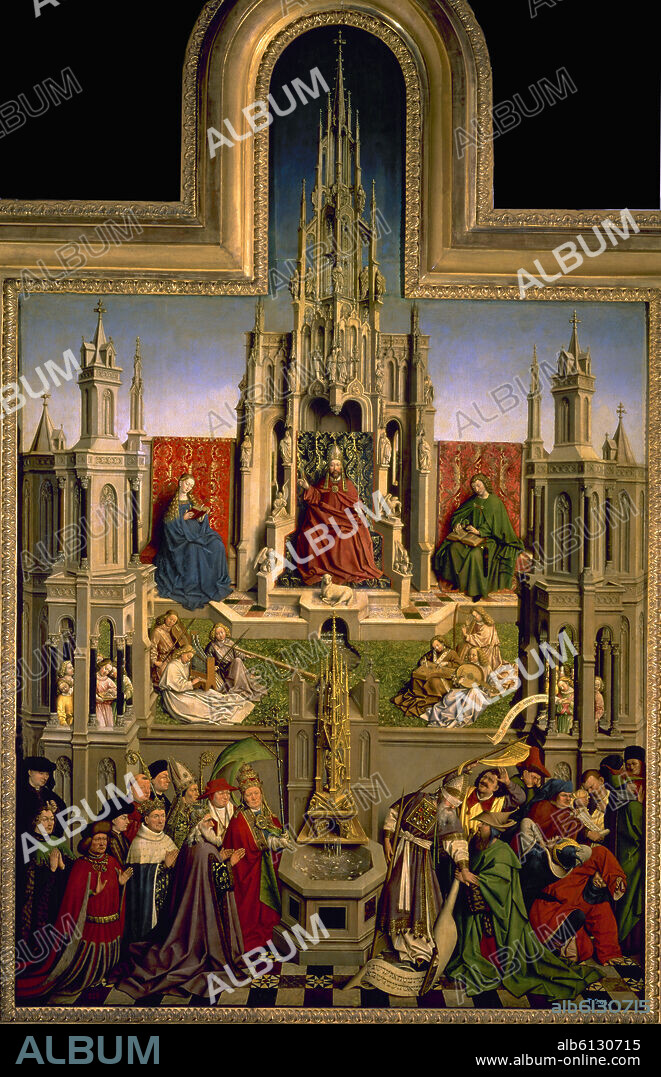 JAN VAN EYCK (1385-1441). LA FUENTE DE LA GRACIA Y TRIUNFO DE LA IGLESIA SOBRE LA SINAGOGA - 1430 - O/T - 181x119 - NP 1511 - GOTICO FLAMENCO.