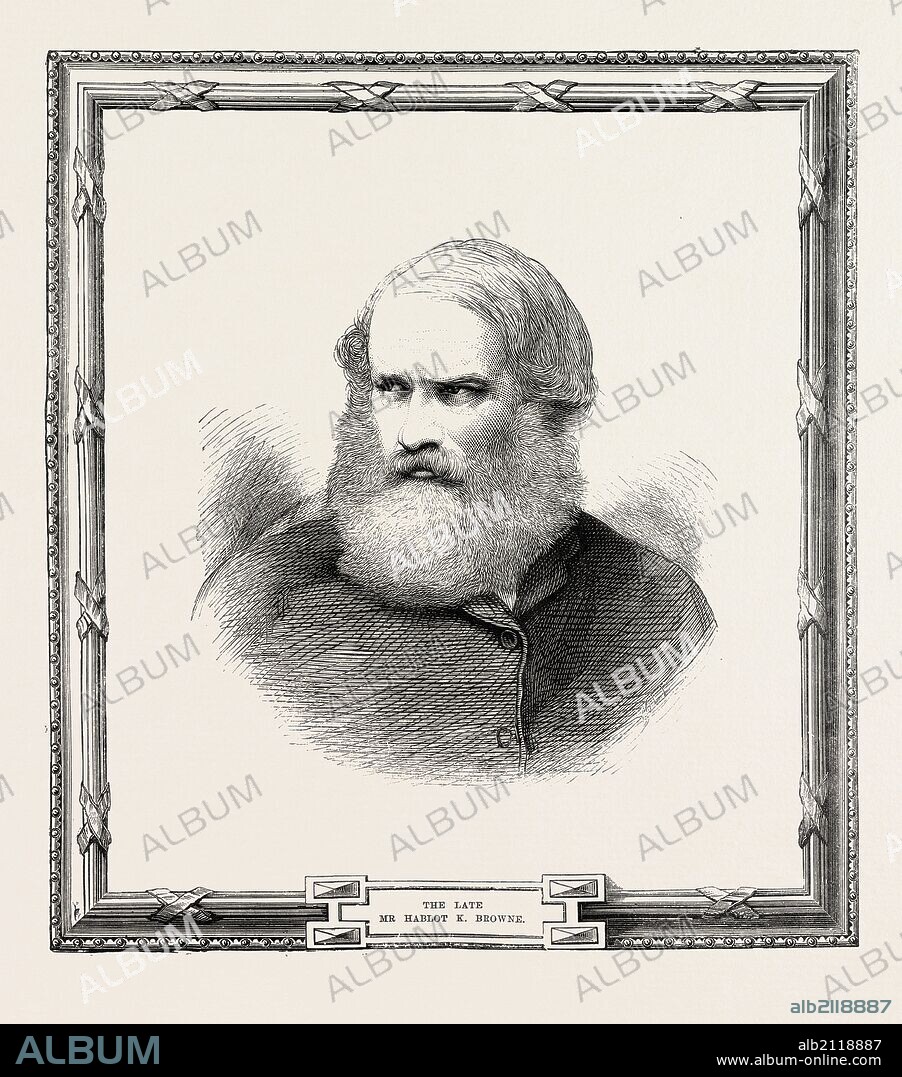 Hablot Knight Browne 12 July 1815 - 8 July 1882 was an English artist, famous as Phiz, illustrator of books by Charles Dickens, Charles Lever and Harrison Ainsworth, ENGRAVING 1882, UK, britain, british, europe, united kingdom, great britain, european.