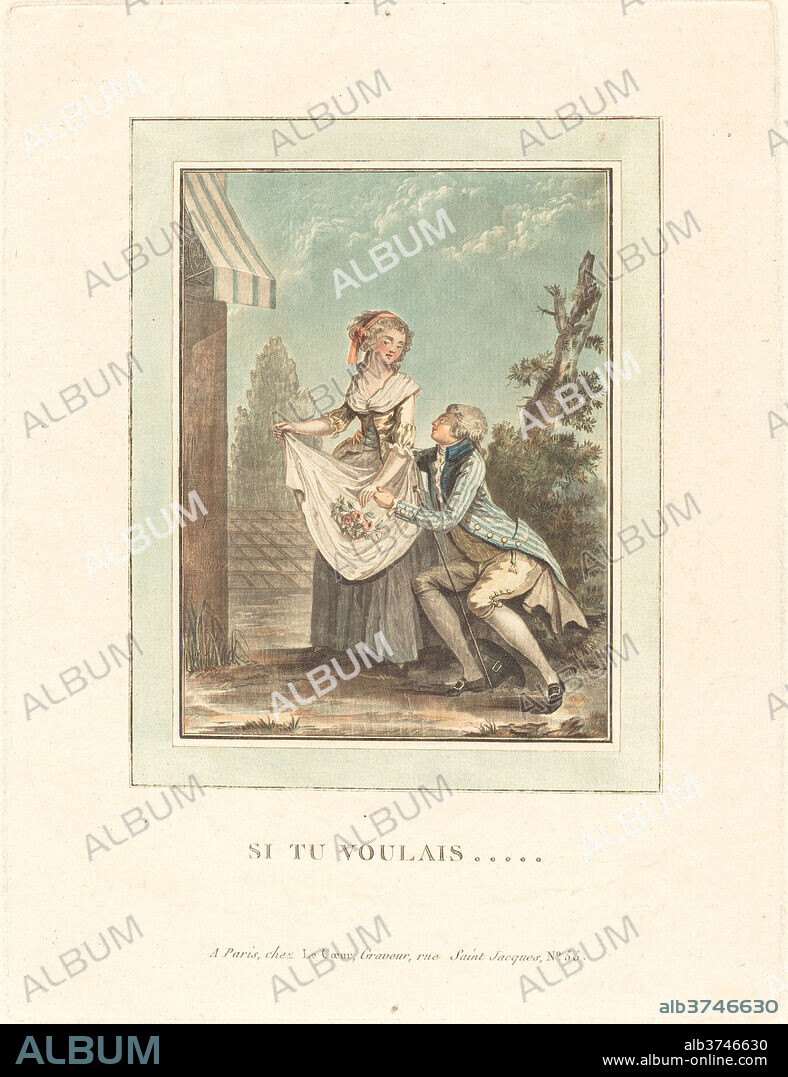 LOUIS LE COEUR AFTER NICOLAS LAVREINCE. Si tu voulais. Medium: color aquatint and etching.