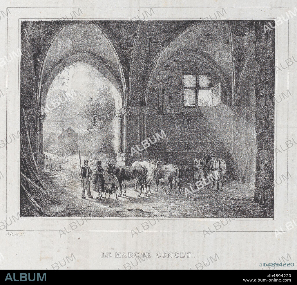 Anonymous, La Marché Conclu, Anonymous, After Jules David (French, 18081892), ca. 1834, Lithograph, Image: 4 3/4 × 6 1/8 in. (12 × 15.5 cm), Sheet: 9 × 11 in. (22.9 × 28 cm), Prints.