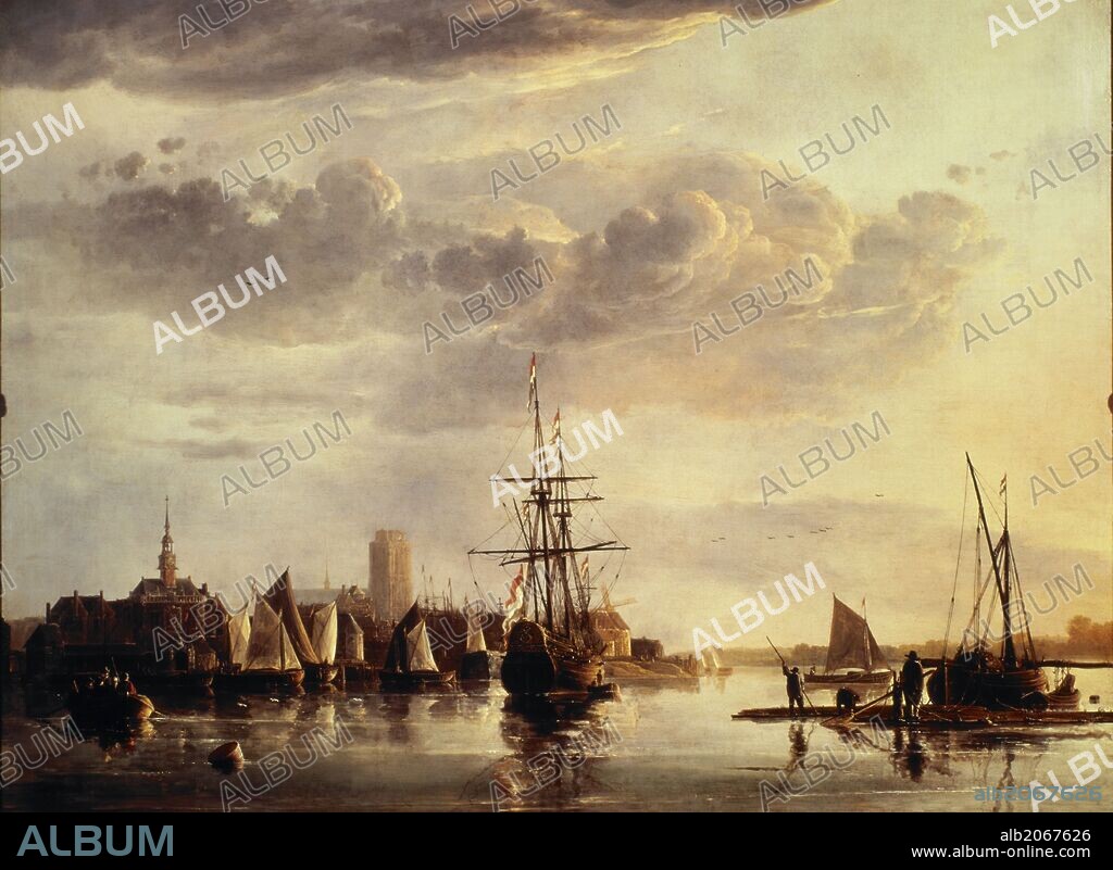 AELBERT CUYP. Vista de Dordrecht, hacia 1650, Óleo sobre Lienzo.