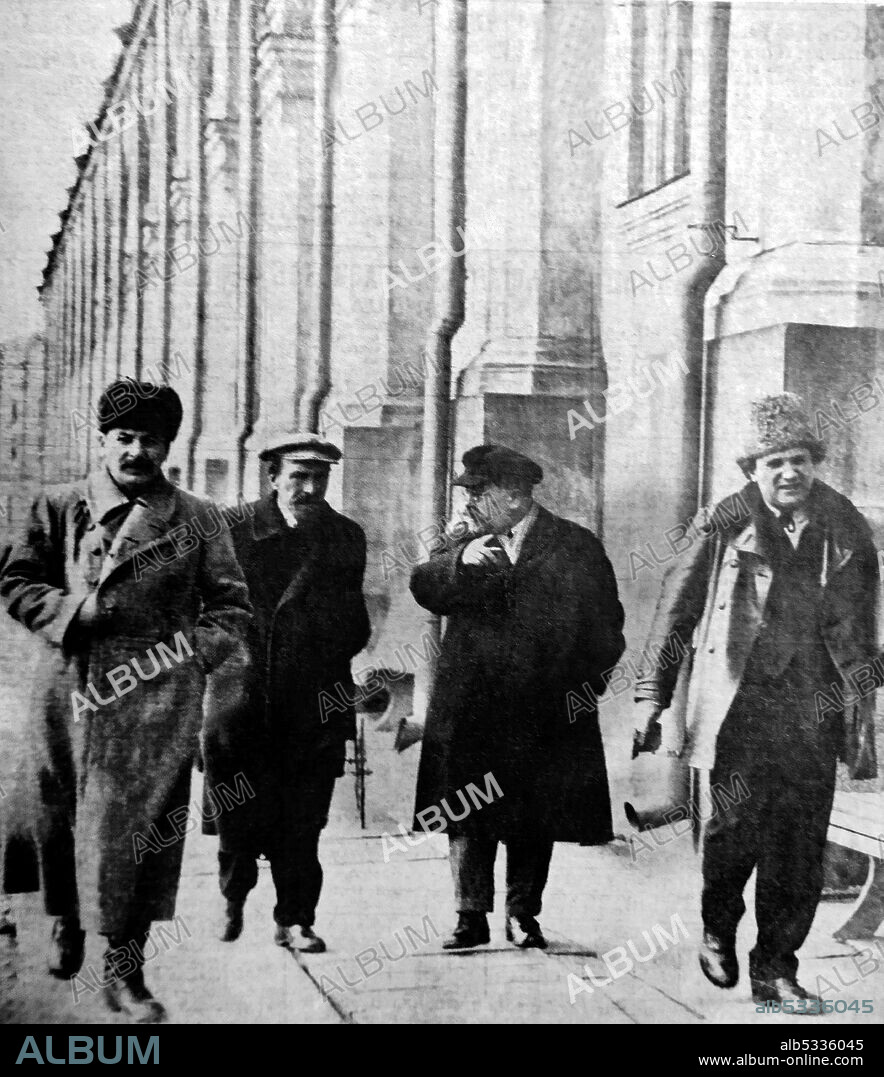 1925. Soviet leaders in Moscow. Joseph Stalin, General Secretary of the Communist Party. Alexei Rykov, Chairman of the Council of People's Commissars (Prime Minister). Lev Kamenev, Deputy Chairman of the Council of People's Commissars (Deputy Prime Minister). Grigory Zinoviev.