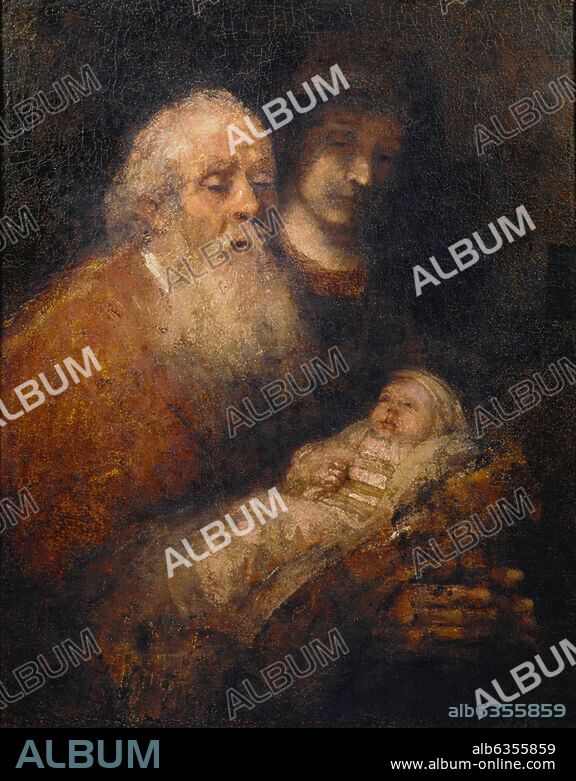 REMBRANDT HARMENSZOON VAN RIJN. Rembrandt, Harmenszoon van Rijn. 1606-1669. "Simeon with the Christ child on his arm", c. 1661. Oil on canvas (unfinished), 98 × 79 cm. Stockholm, National Museum.