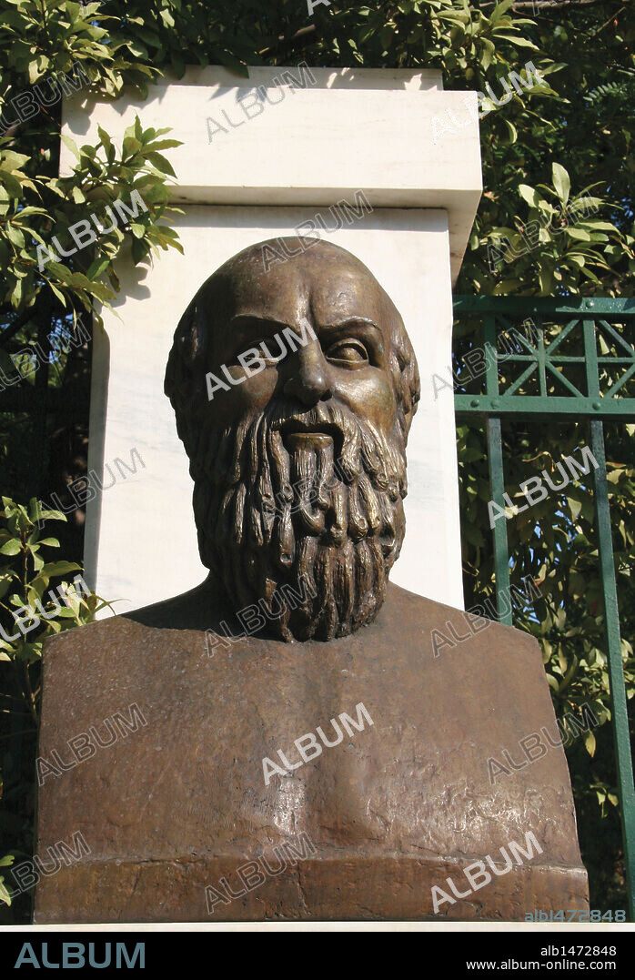 ESQUILO (Eleusis, h.525-Gela, Sicilia,456 a.C.). El más antiguo de los tres grandes poetas de la Tragedia griega. Busto contemporáneo. Atenas. Grecia.